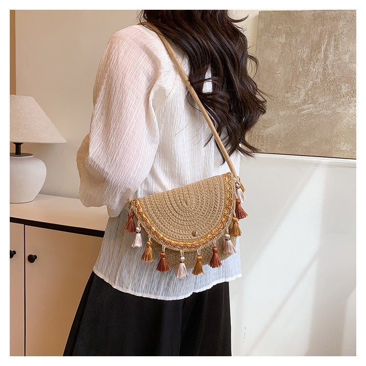 Ethnic Style Color - Block Woven Saddle Bag - zoraflux