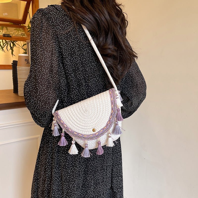 Ethnic Style Color - Block Woven Saddle Bag - zoraflux