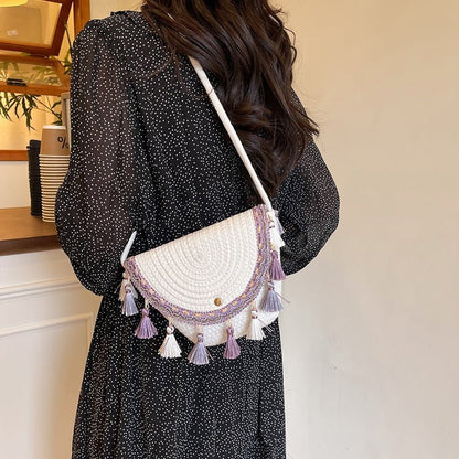 Ethnic Style Color - Block Woven Saddle Bag - zoraflux