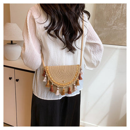 Ethnic Style Color - Block Woven Saddle Bag - zoraflux