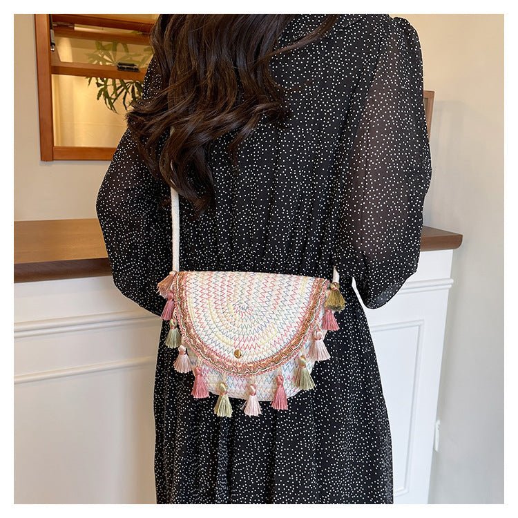 Ethnic Style Color - Block Woven Saddle Bag - zoraflux