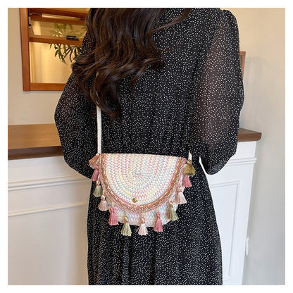 Ethnic Style Color - Block Woven Saddle Bag - zoraflux