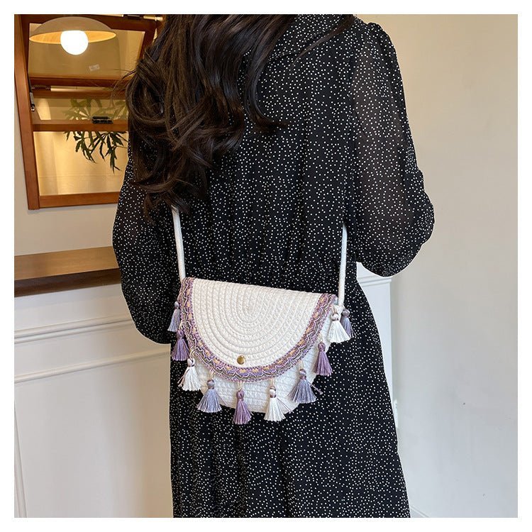 Ethnic Style Color - Block Woven Saddle Bag - zoraflux