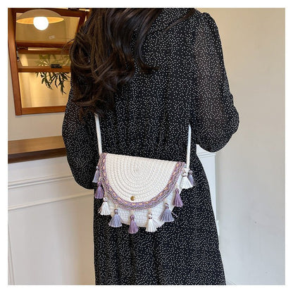 Ethnic Style Color - Block Woven Saddle Bag - zoraflux