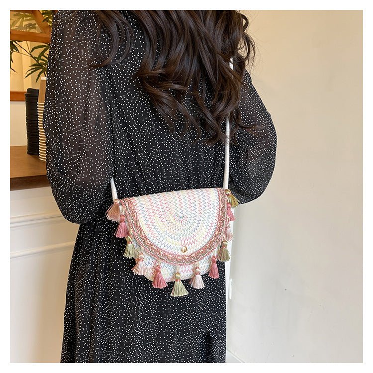 Ethnic Style Color - Block Woven Saddle Bag - zoraflux