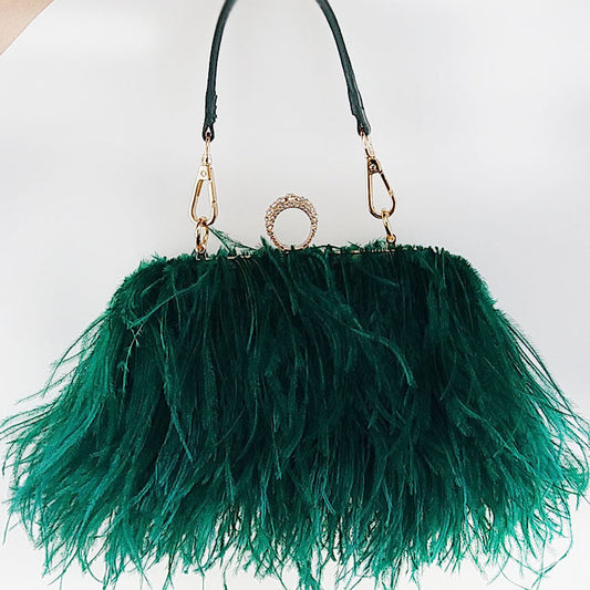 Fashionable plush evening dress chain bag