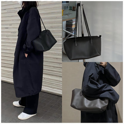 Genuine leather minimalist style tote bag