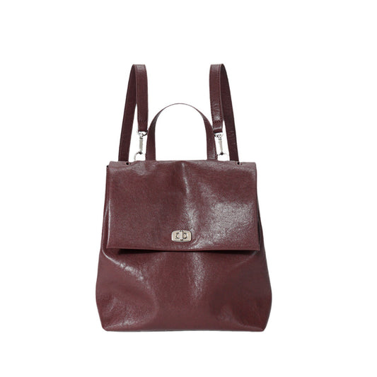 Genuine leather school-style backpack