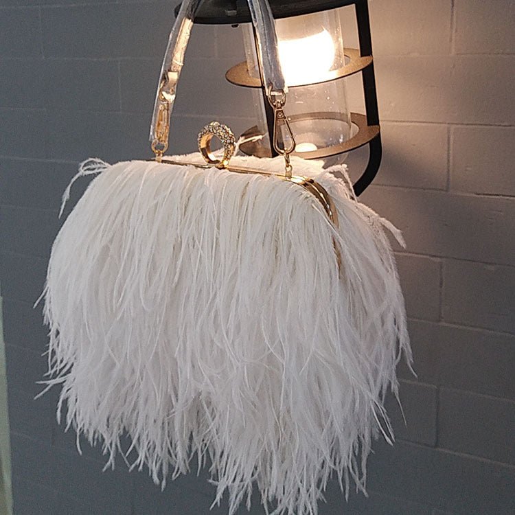 Fashionable plush evening dress chain bag - zoraflux