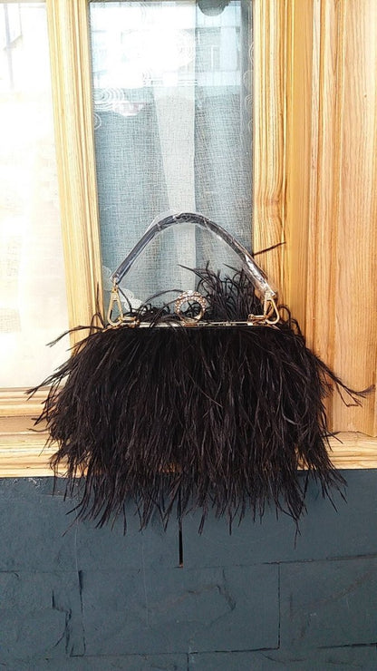 Fashionable plush evening dress chain bag - zoraflux