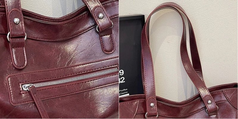 Fashionable rivet motorcycle style tote bag - zoraflux