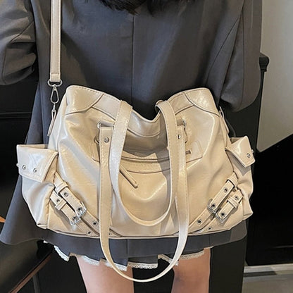 Fashionable rivet motorcycle style tote bag - zoraflux