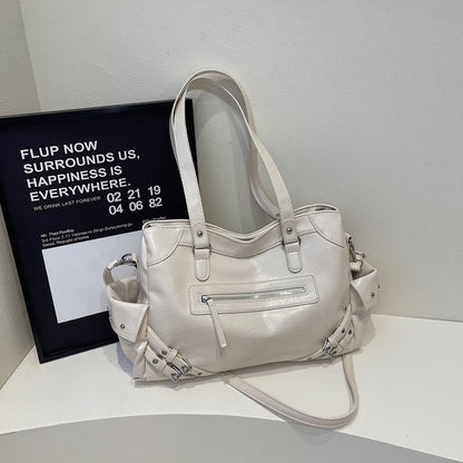 Fashionable rivet motorcycle style tote bag - zoraflux