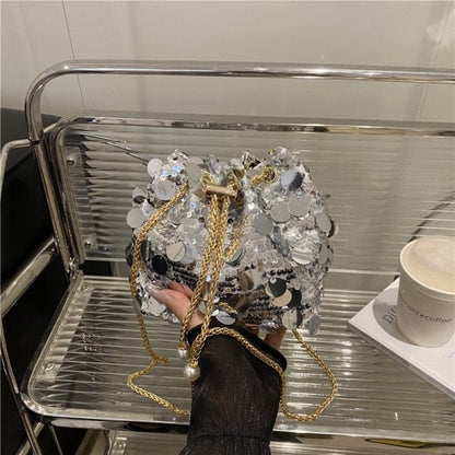 Fashionable sequined chain crossbody bag - zoraflux