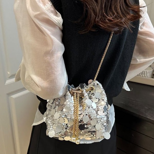 Fashionable sequined chain crossbody bag - zoraflux