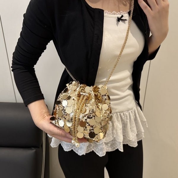Fashionable sequined chain crossbody bag - zoraflux