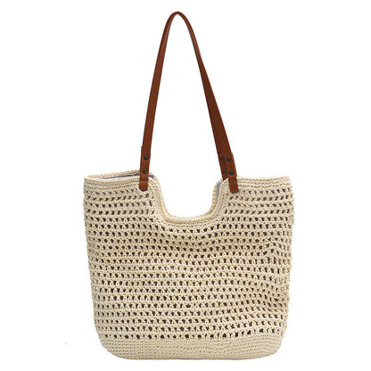 Casual cut-out woven vacation tote bag