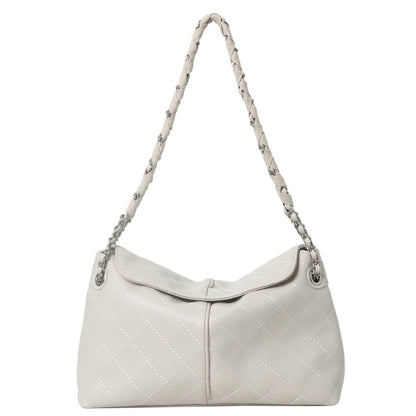 Genuine leather diamond chain tote bag - zoraflux