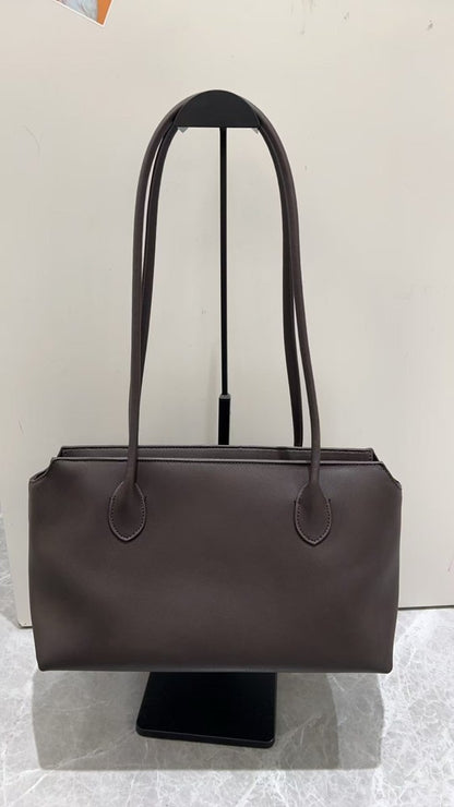 Genuine leather minimalist style tote bag - zoraflux