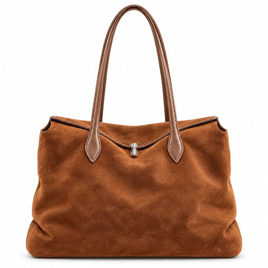 Genuine Leather Tote Bag Soft Minimal Urban Shoulder Handbag for Women - zoraflux