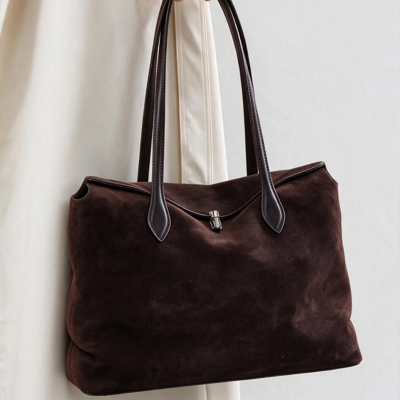 Genuine Leather Tote Bag Soft Minimal Urban Shoulder Handbag for Women - zoraflux