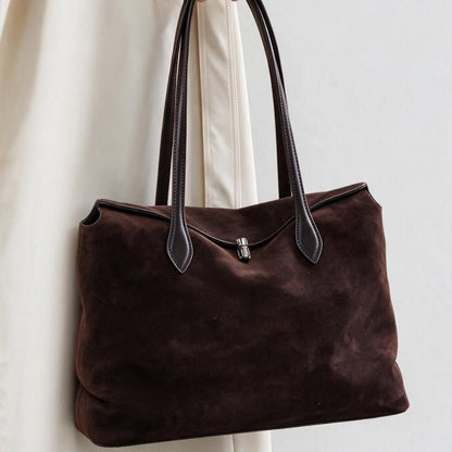 Genuine Leather Tote Bag Soft Minimal Urban Shoulder Handbag for Women - zoraflux