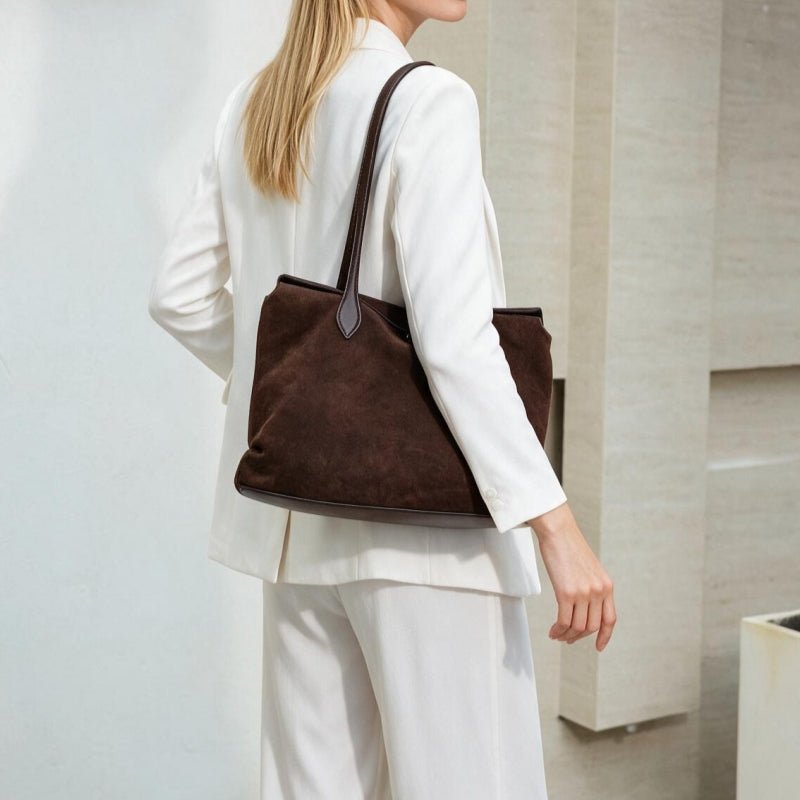 Genuine Leather Tote Bag Soft Minimal Urban Shoulder Handbag for Women - zoraflux