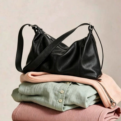 Genuine Top‑Grain Cowhide Hobo Bag Soft Leather Shoulder Crossbody Handbag for Women Daily Office - zoraflux