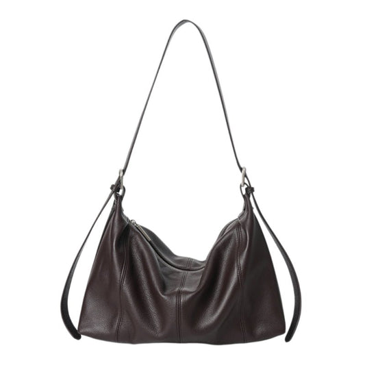 Genuine Top‑Grain Cowhide Hobo Bag Soft Leather Shoulder Crossbody Handbag for Women Daily Office - zoraflux