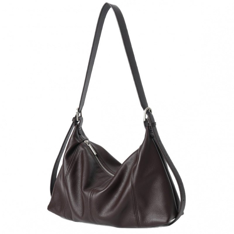 Genuine Top‑Grain Cowhide Hobo Bag Soft Leather Shoulder Crossbody Handbag for Women Daily Office - zoraflux