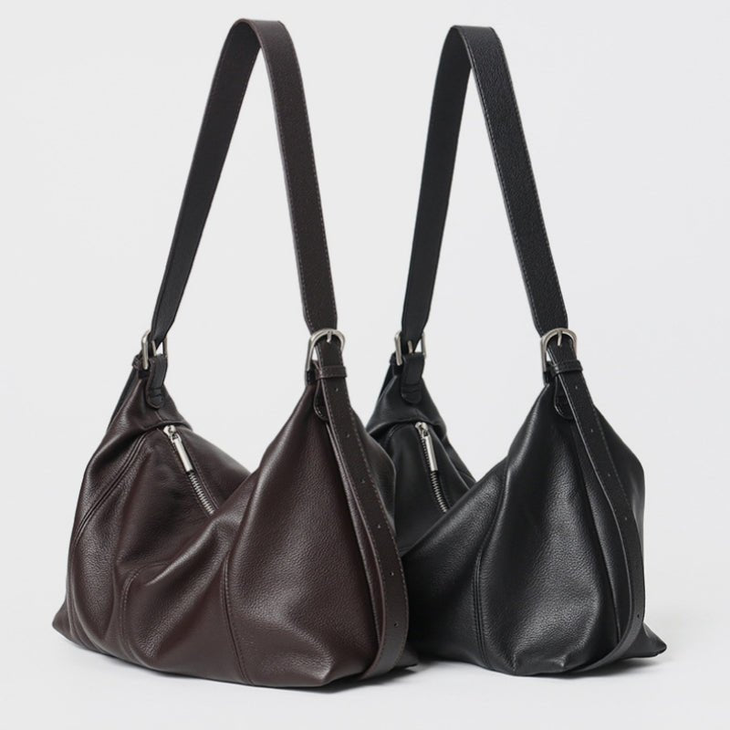 Genuine Top‑Grain Cowhide Hobo Bag Soft Leather Shoulder Crossbody Handbag for Women Daily Office - zoraflux