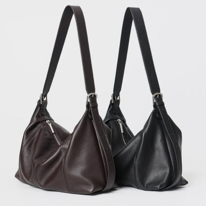 Genuine Top‑Grain Cowhide Hobo Bag Soft Leather Shoulder Crossbody Handbag for Women Daily Office - zoraflux