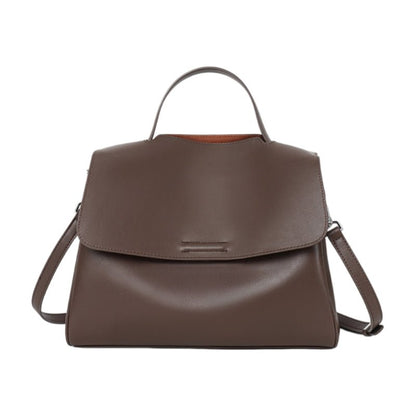 Genuine Top‑Grain Cowhide Satchel Bag Flap Leather Handbag Adjustable Crossbody Shoulder Bag for Women - zoraflux