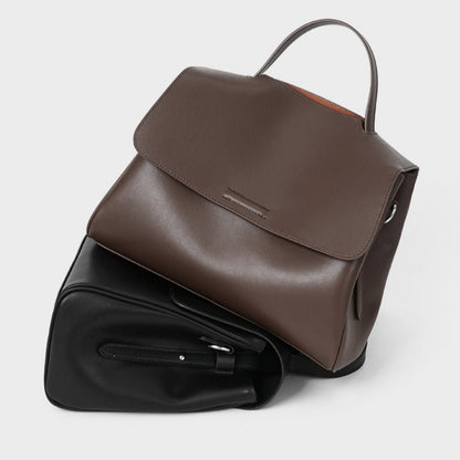 Genuine Top‑Grain Cowhide Satchel Bag Flap Leather Handbag Adjustable Crossbody Shoulder Bag for Women - zoraflux