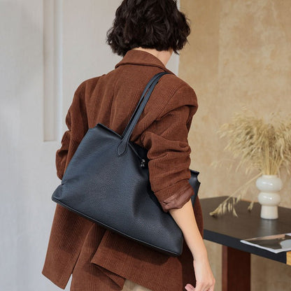 Genuine Top‑Grain Cowhide Tote Bag, Large Capacity Women Shoulder Handbag for Work Commute - zoraflux