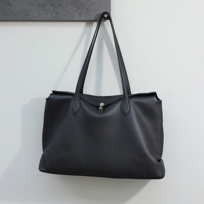 Genuine Top‑Grain Cowhide Tote Bag, Large Capacity Women Shoulder Handbag for Work Commute - zoraflux