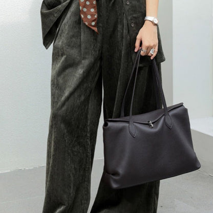 Genuine Top‑Grain Cowhide Tote Bag, Large Capacity Women Shoulder Handbag for Work Commute - zoraflux