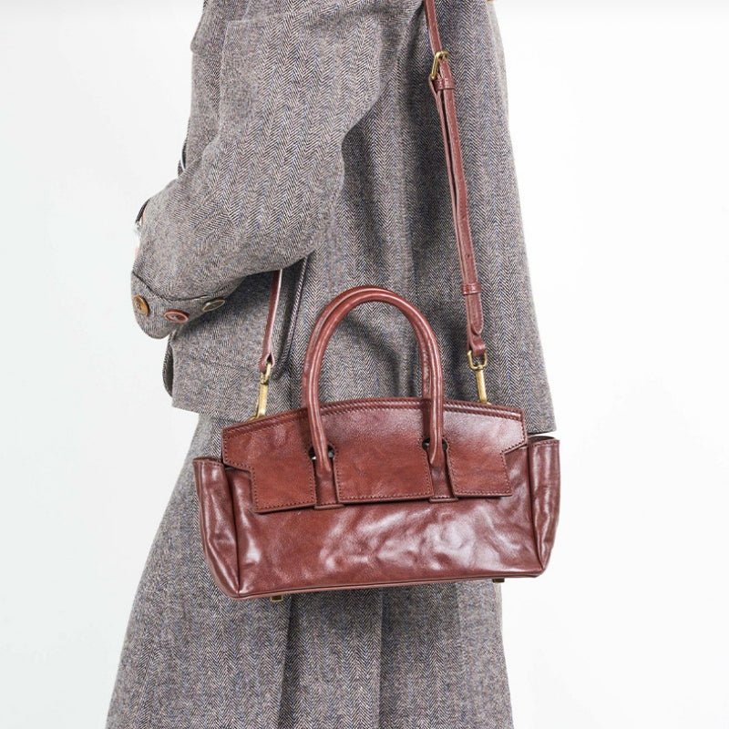 Handmade vegetable - tanned cowhide crossbody bag - zoraflux