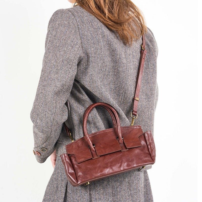 Handmade vegetable - tanned cowhide crossbody bag - zoraflux