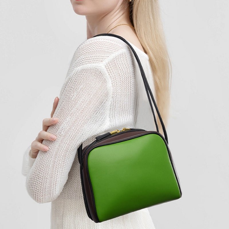 High - end color - blocking baguette bag - zoraflux