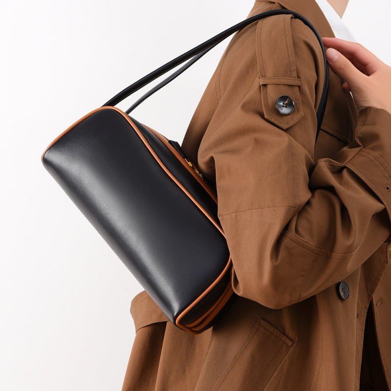 High - end color - blocking baguette bag - zoraflux