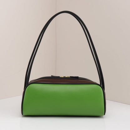 High - end color - blocking baguette bag - zoraflux