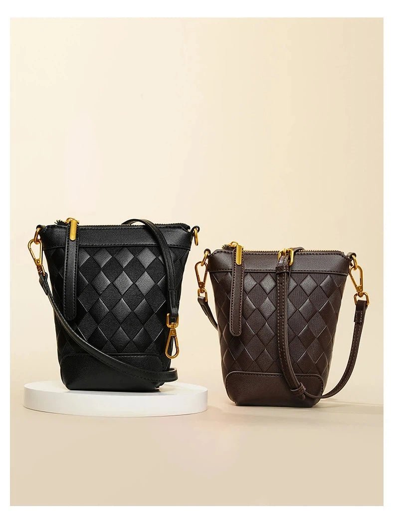 Japanese - style genuine leather crossbody mini mobile phone case - zoraflux