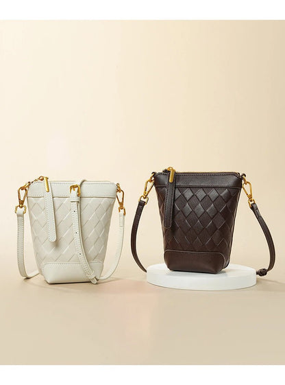 Japanese - style genuine leather crossbody mini mobile phone case - zoraflux