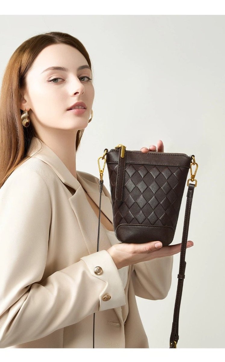 Japanese - style genuine leather crossbody mini mobile phone case - zoraflux