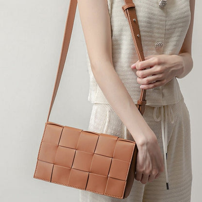 Knitted Checkered Crossbody Bag - zoraflux