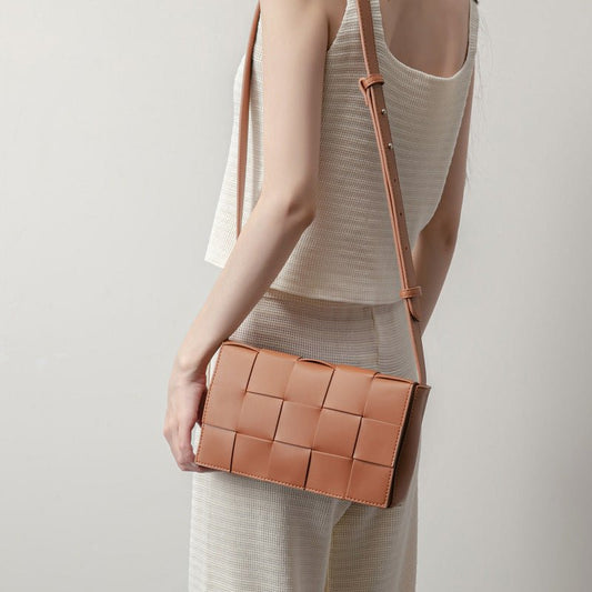 Knitted Checkered Crossbody Bag - zoraflux