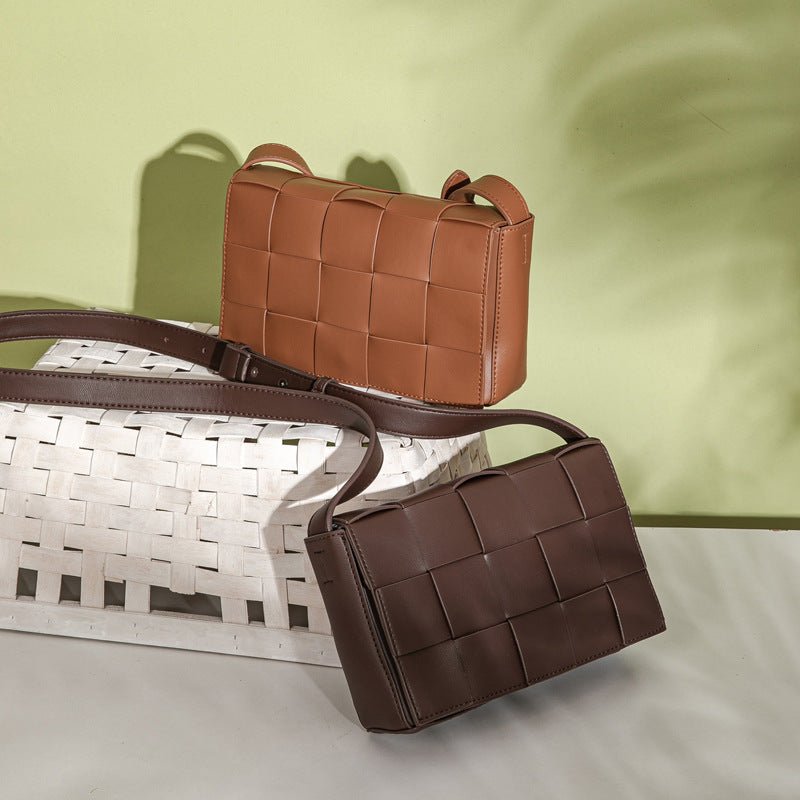 Knitted Checkered Crossbody Bag - zoraflux