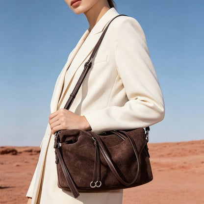 Leather Suede Business Shoulder Bag - zoraflux