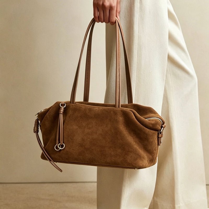 Leather Suede Business Shoulder Bag - zoraflux
